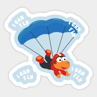 Vector illustration of a cute skydiver. Sticker